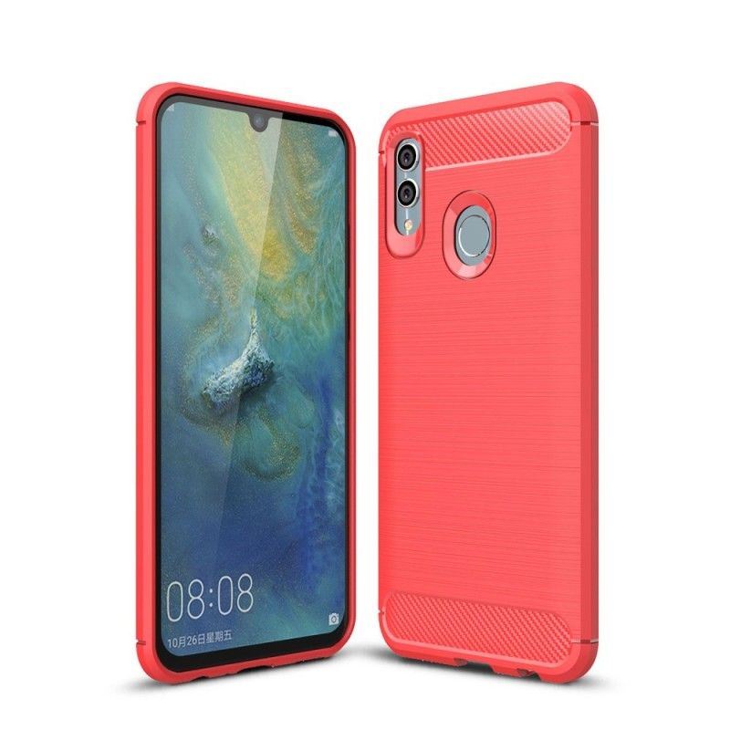 Hoesje voor Huawei P Smart 2019 Rood Zwart Geborsteld Koolstofvezel