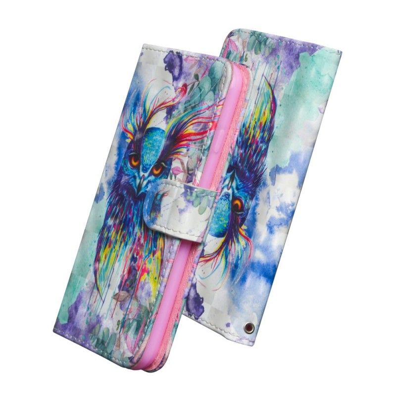 Leren Hoesje Huawei P Smart 2019 Aquarel Vogel