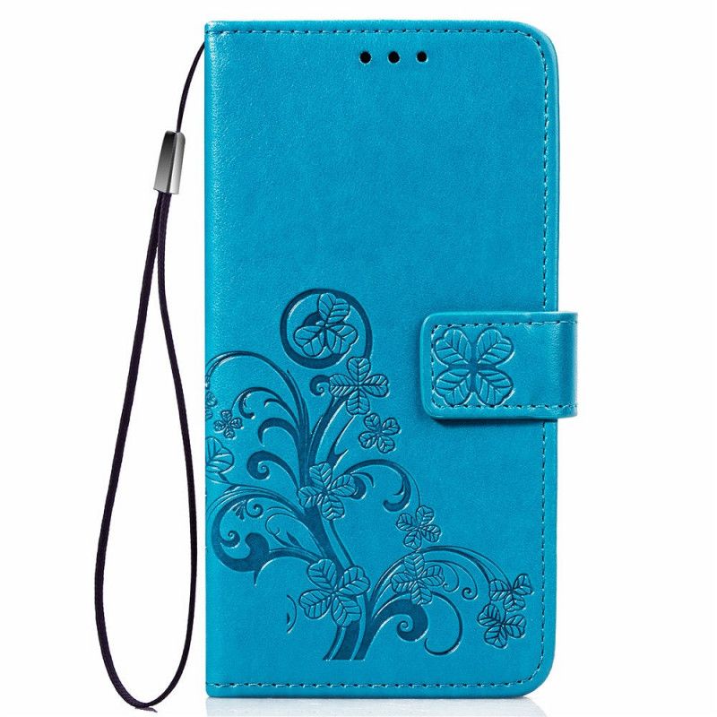 Leren Hoesje Huawei P Smart 2019 Grijs Zwart Telefoonhoesje Vlinders En Bloemen