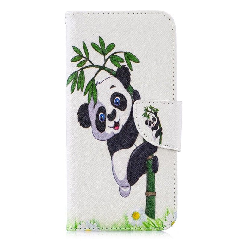 Leren Hoesje Huawei P Smart 2019 Panda Op Bamboe
