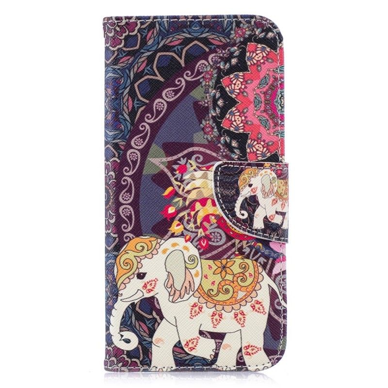 Leren Hoesje voor Huawei P Smart 2019 Etnische Olifantenmandala