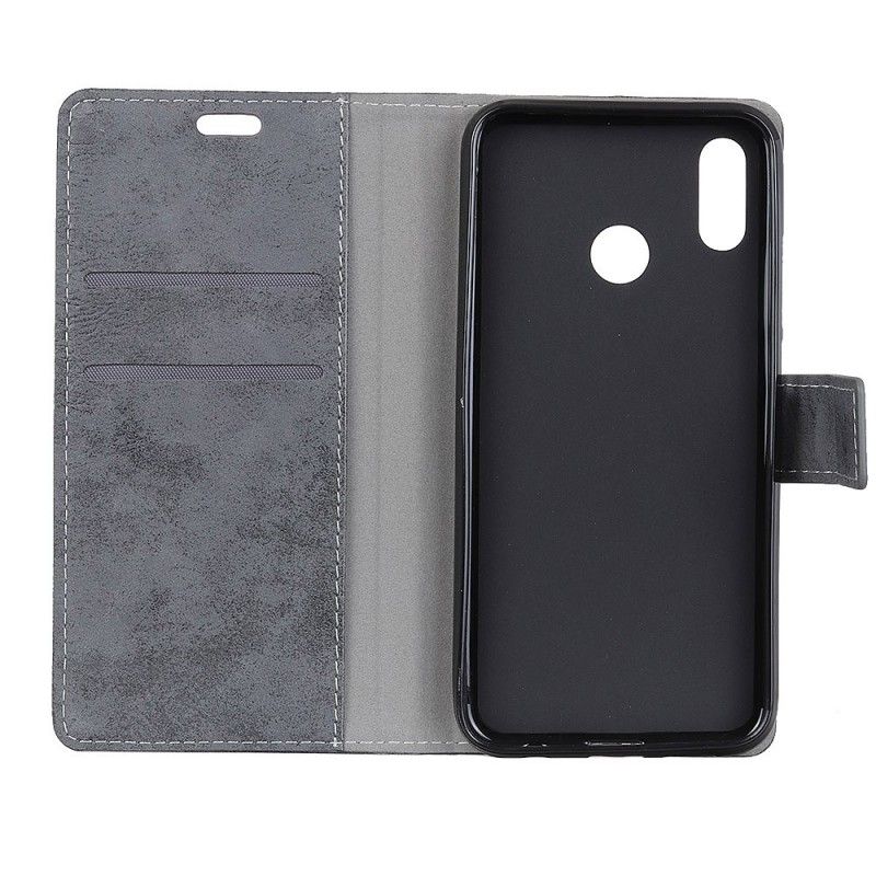 Leren Hoesje voor Huawei P Smart 2019 Magenta Grijs Vintage Leereffect