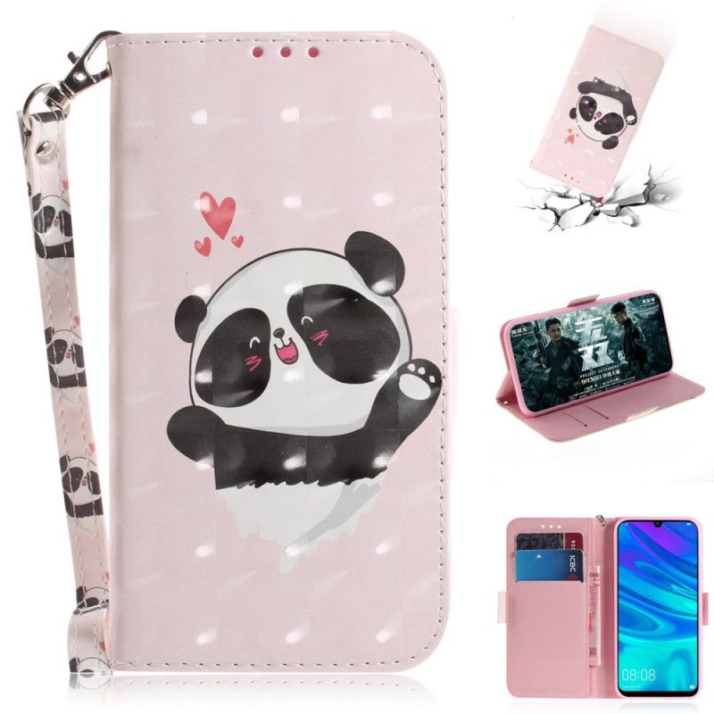 Leren Hoesje voor Huawei P Smart 2019 Panda Love Met String