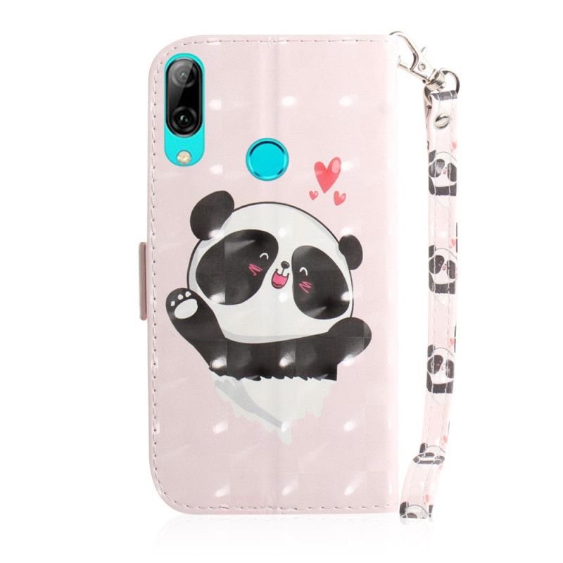 Leren Hoesje voor Huawei P Smart 2019 Panda Love Met String