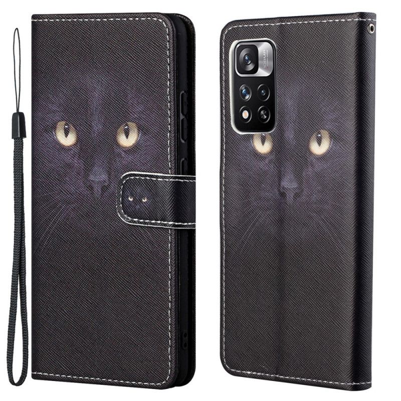 Folio-hoesje Xiaomi Redmi Note 11 Pro / Note 11 Pro Plus Kattenogen Met Zwarte Bandjes