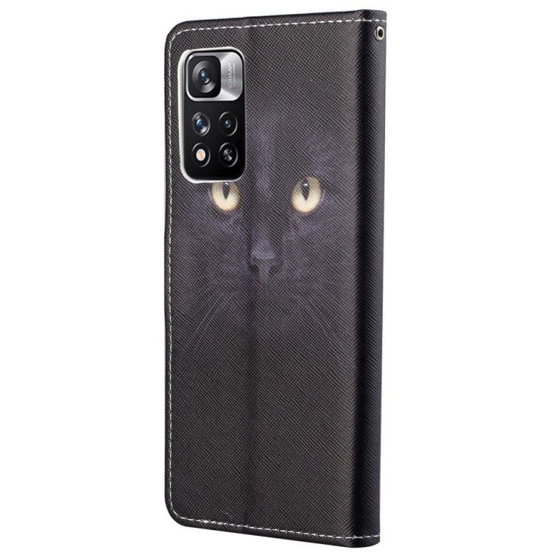 Folio-hoesje Xiaomi Redmi Note 11 Pro / Note 11 Pro Plus Kattenogen Met Zwarte Bandjes