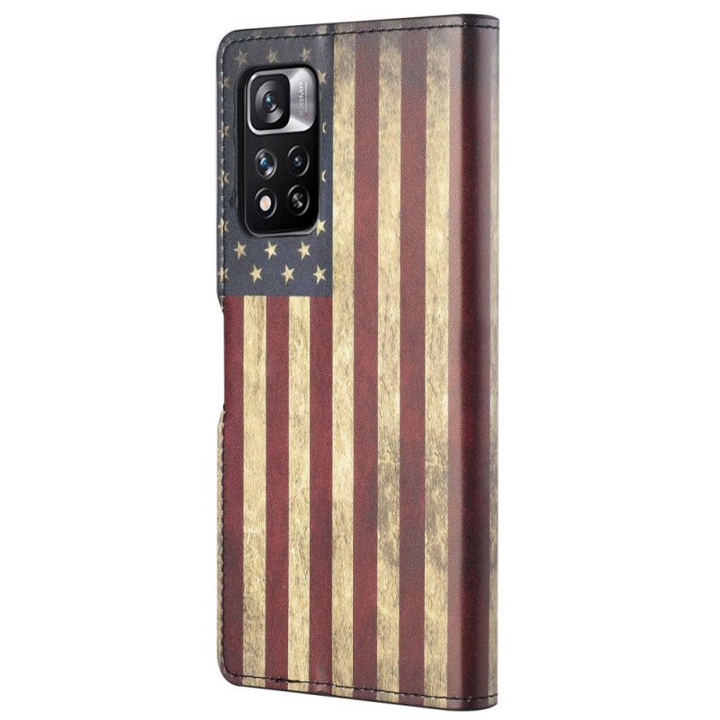 Leren Hoesje Voor Xiaomi Redmi Note 11 Pro / Note 11 Pro Plus Amerikaanse Vlag