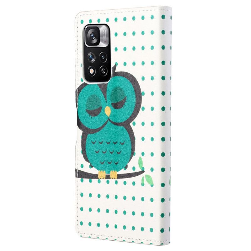 Leren Hoesje Xiaomi Redmi Note 11 Pro / Note 11 Pro Plus Slapende Uil