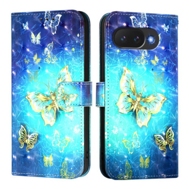 Leren Hoesje Google Pixel 10a Gouden Vlinders