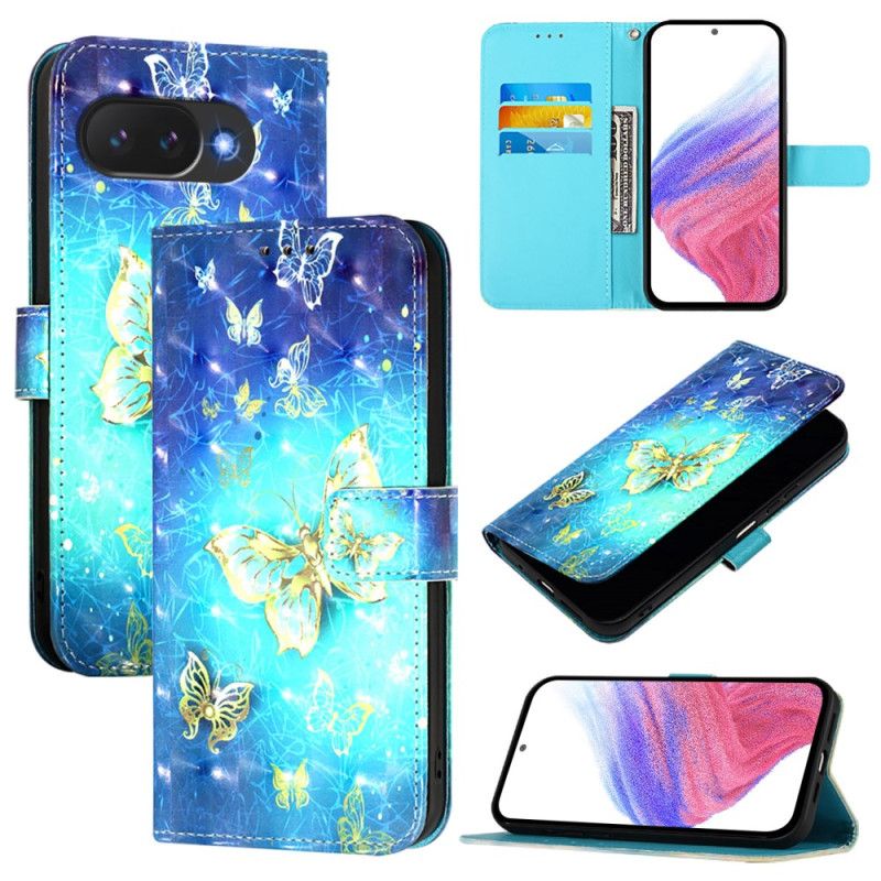 Leren Hoesje Google Pixel 10a Gouden Vlinders