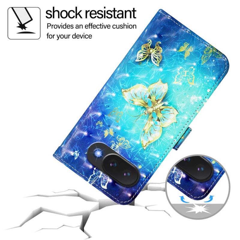 Leren Hoesje Google Pixel 10a Gouden Vlinders