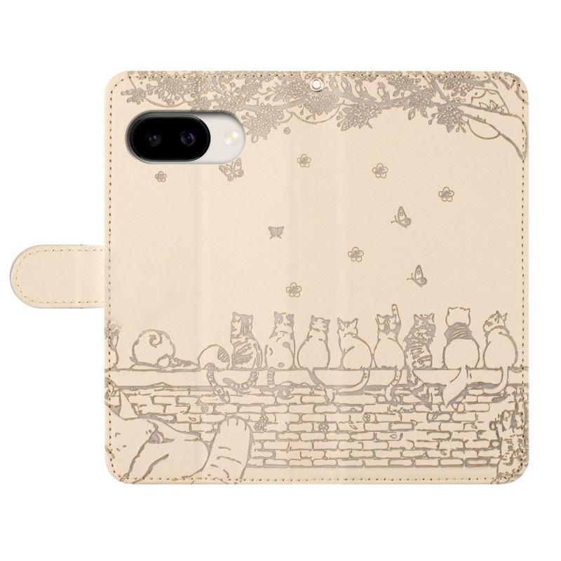 Leren Hoesje Google Pixel 10a Kattenpatroon Bescherming Hoesje