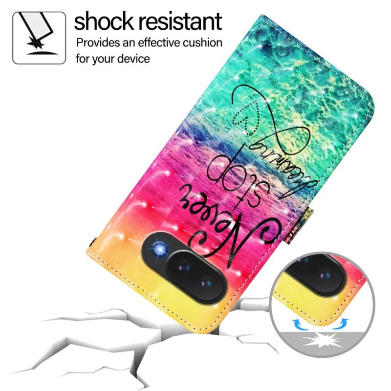 Leren Hoesje Google Pixel 10a Nooit Stoppen Met Dromen Bescherming Hoesje