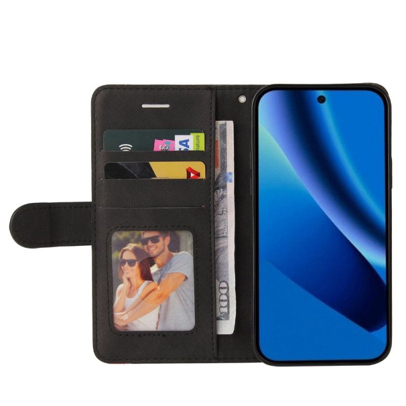 Leren Hoesje Google Pixel 10a Tweekleurig Golvend Design Bescherming Hoesje