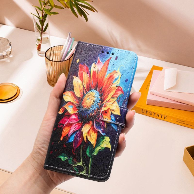 Leren Hoesje Google Pixel 10a Zonnebloempatroon Bescherming Hoesje