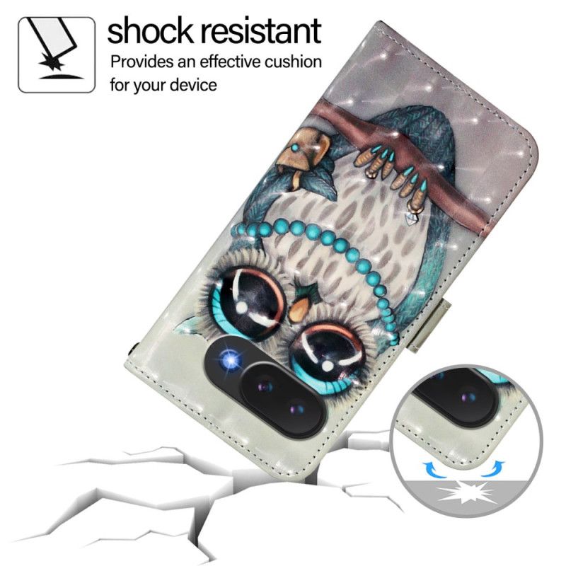 Leren Hoesje Voor Google Pixel 10a Grijze Uil