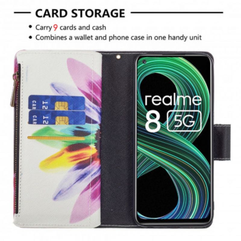 Folio-hoesje Realme 8 5g Telefoonhoesje Bloemzak Met Rits