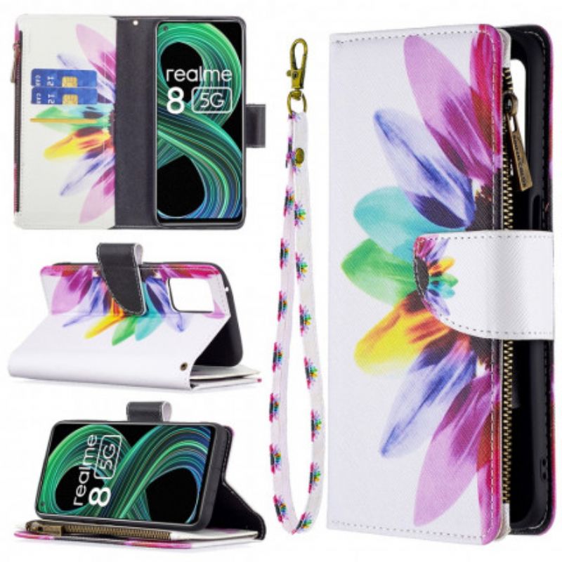 Folio-hoesje Realme 8 5g Telefoonhoesje Bloemzak Met Rits