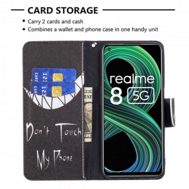 Leren Hoesje Realme 8 5g Duivel Telefoon Bescherming Hoesje