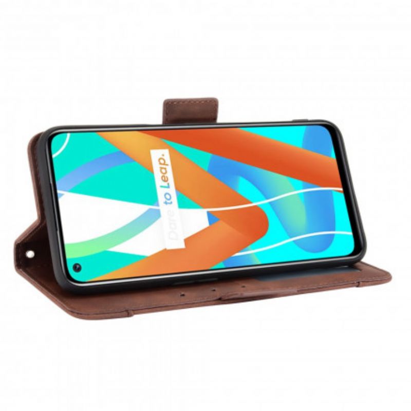 Leren Hoesje Realme 8 5g Eersteklas Multi-kaart Bescherming Hoesje