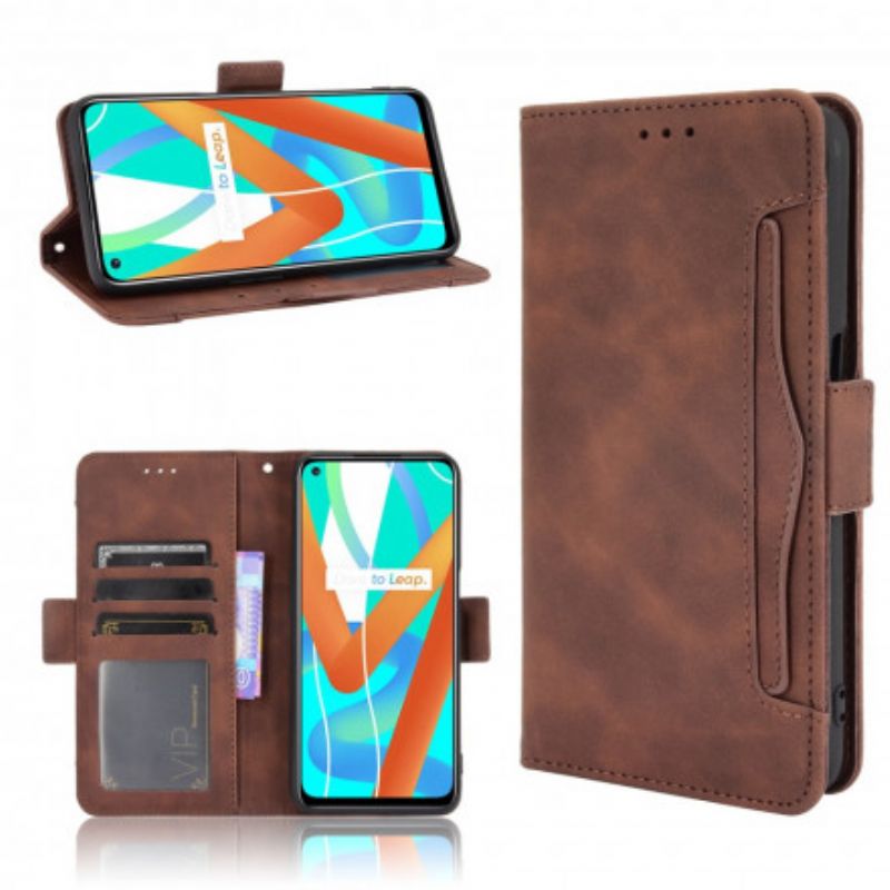 Leren Hoesje Realme 8 5g Eersteklas Multi-kaart Bescherming Hoesje