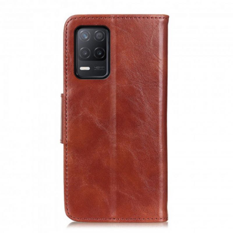 Leren Hoesje Realme 8 5g Splitlederen Omkeerbare Sluiting Bescherming Hoesje