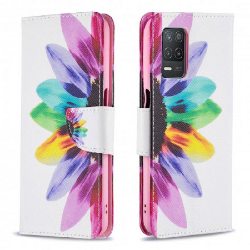 Leren Hoesje Voor Realme 8 5g Bloem Aquarel