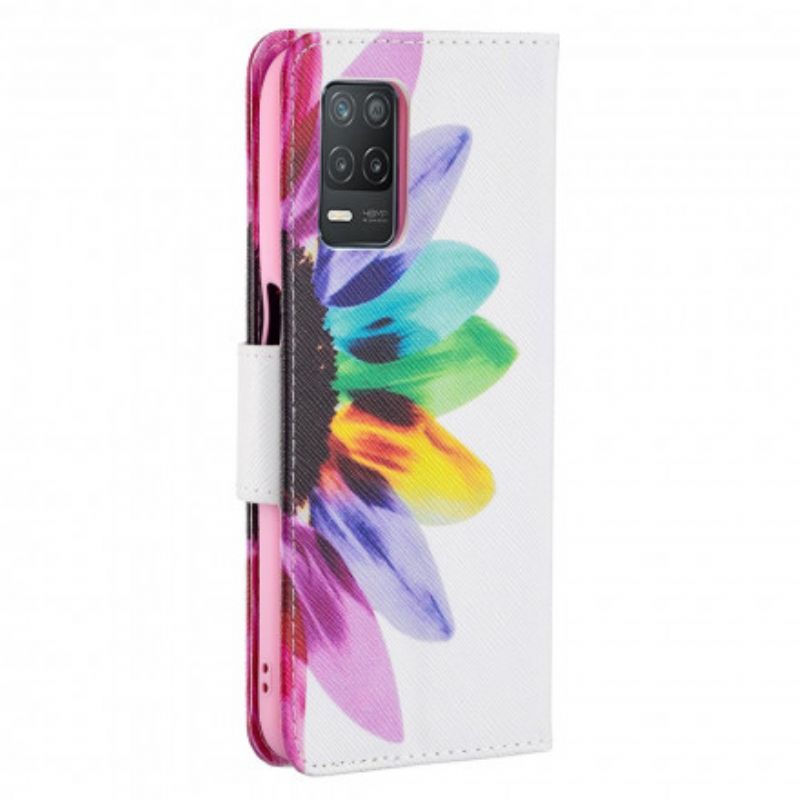 Leren Hoesje Voor Realme 8 5g Bloem Aquarel