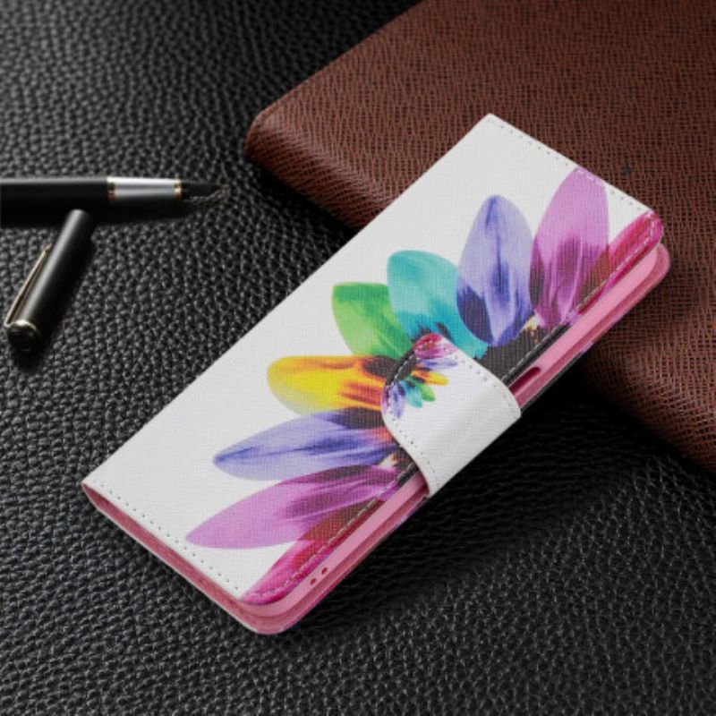 Leren Hoesje Voor Realme 8 5g Bloem Aquarel