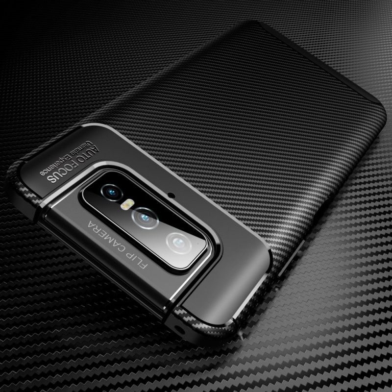Case Hoesje Asus Zenfone 7 / 7 Pro Donkerblauw Zwart Telefoonhoesje Flexibele Koolstofvezel