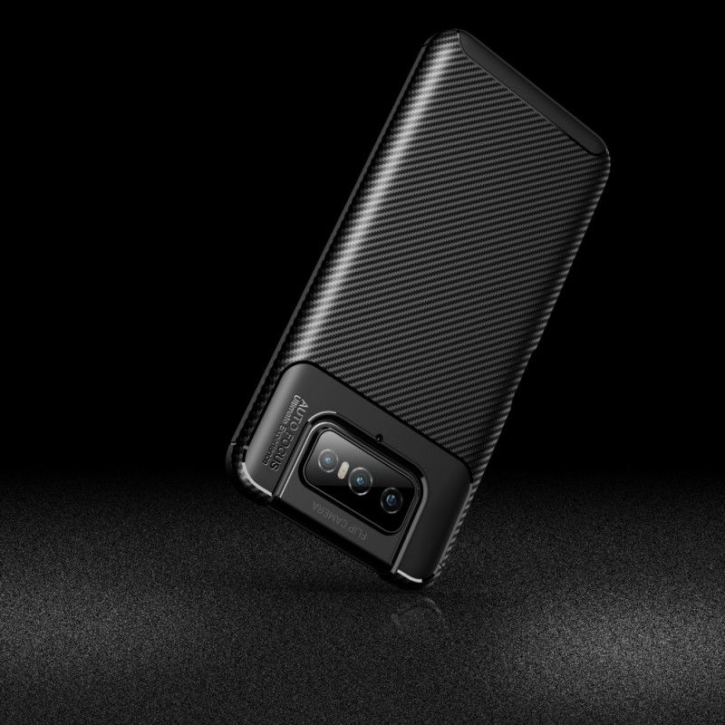 Case Hoesje Asus Zenfone 7 / 7 Pro Donkerblauw Zwart Telefoonhoesje Flexibele Koolstofvezel