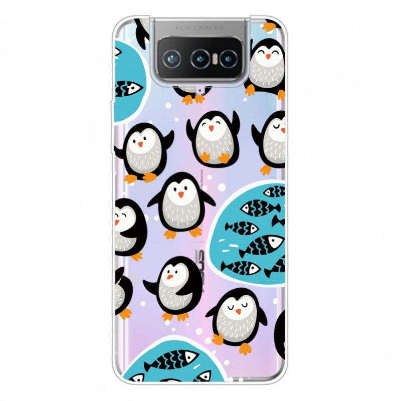 Case Hoesje Asus Zenfone 7 / 7 Pro Telefoonhoesje Pinguïns En Vissen