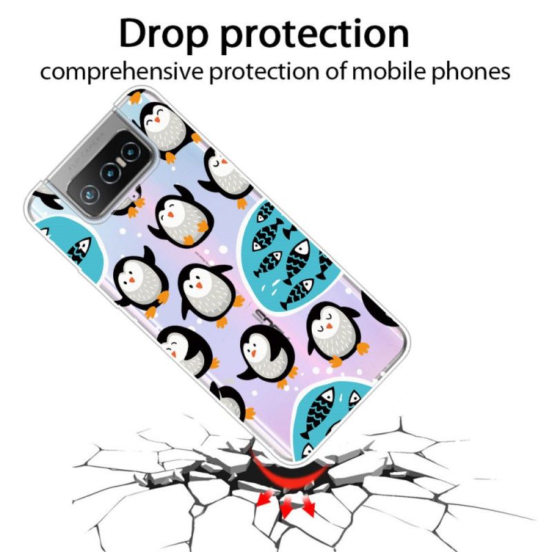Case Hoesje Asus Zenfone 7 / 7 Pro Telefoonhoesje Pinguïns En Vissen