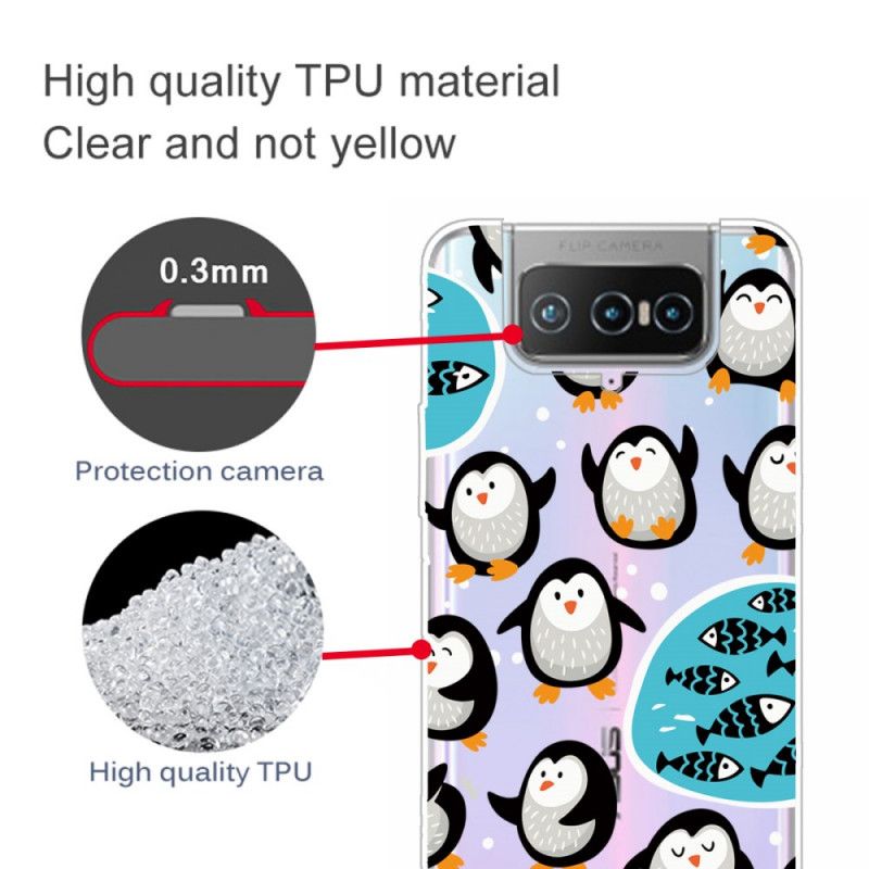 Case Hoesje Asus Zenfone 7 / 7 Pro Telefoonhoesje Pinguïns En Vissen