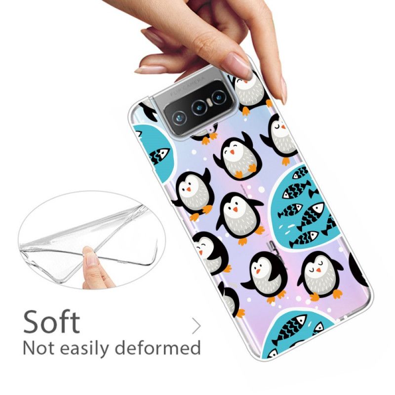 Case Hoesje Asus Zenfone 7 / 7 Pro Telefoonhoesje Pinguïns En Vissen