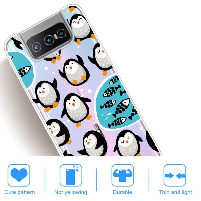 Case Hoesje Asus Zenfone 7 / 7 Pro Telefoonhoesje Pinguïns En Vissen