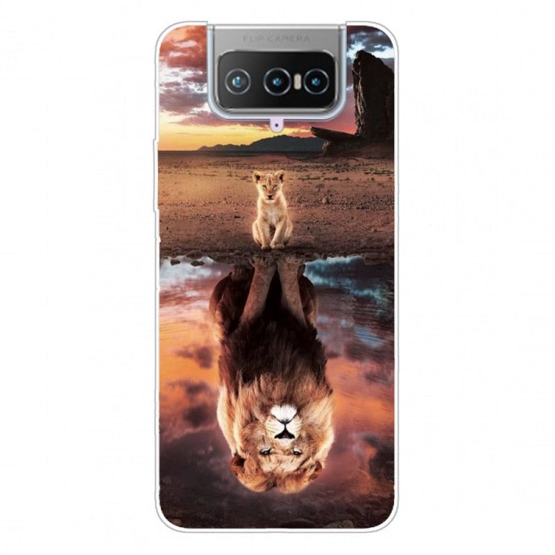 Cover Hoesje Asus Zenfone 7 / 7 Pro Telefoonhoesje Leeuwenwelpje Droom