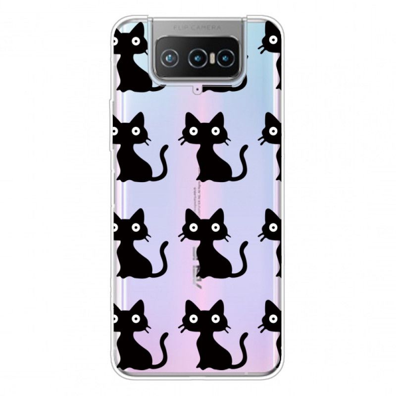 Cover Hoesje Asus Zenfone 7 / 7 Pro Telefoonhoesje Meerdere Zwarte Katten