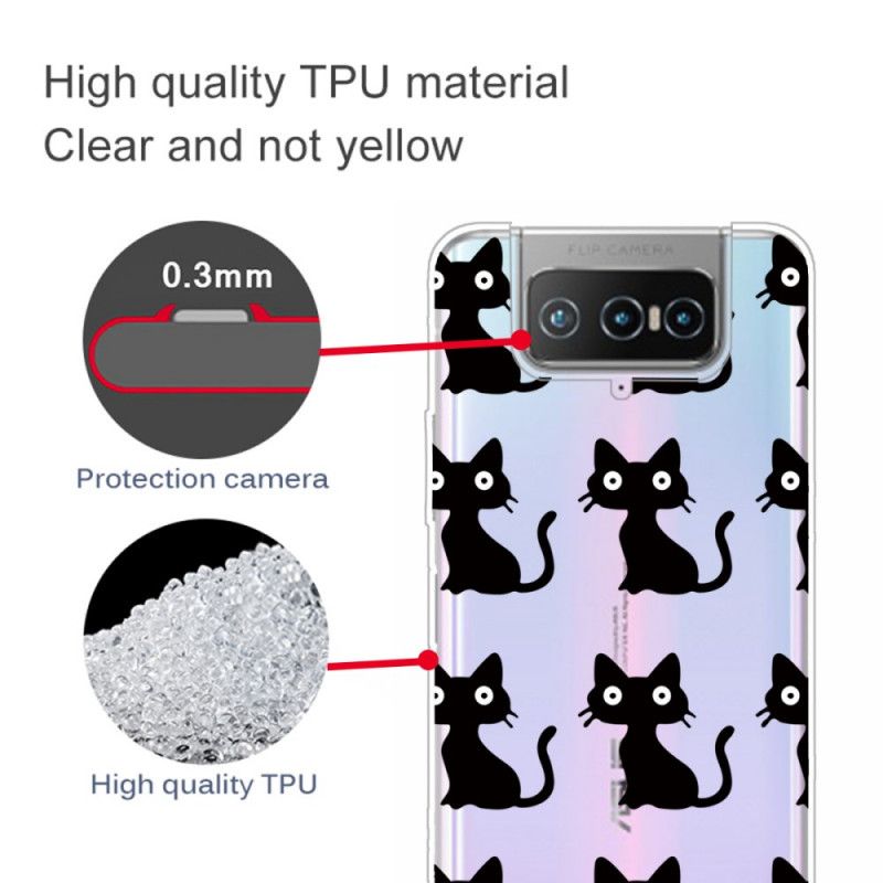 Cover Hoesje Asus Zenfone 7 / 7 Pro Telefoonhoesje Meerdere Zwarte Katten
