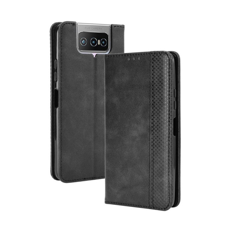 Folio-hoesje voor Asus Zenfone 7 / 7 Pro Rood Zwart Gestileerd Vintage Leereffect