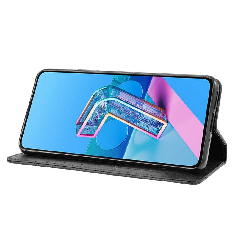 Folio-hoesje voor Asus Zenfone 7 / 7 Pro Rood Zwart Gestileerd Vintage Leereffect
