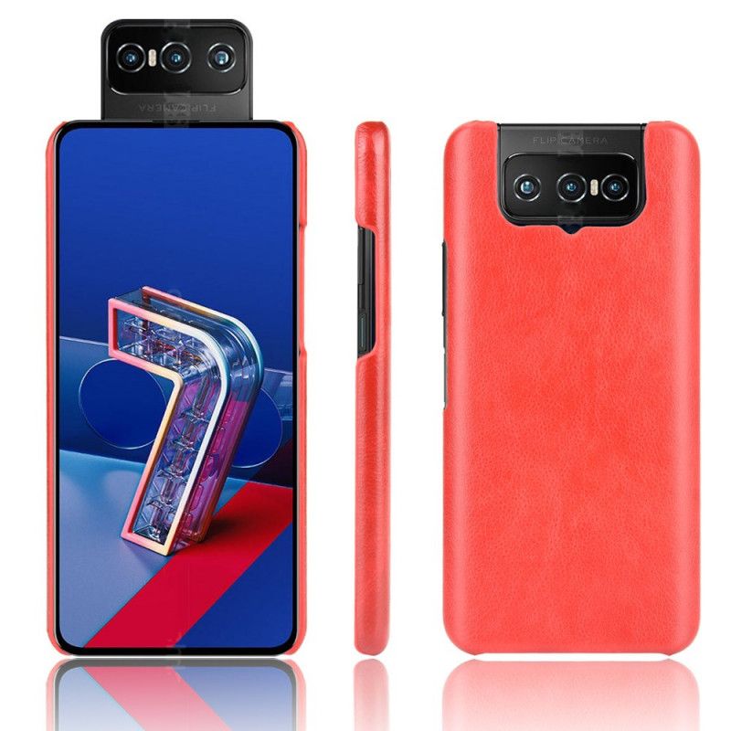 Hoesje Asus Zenfone 7 / 7 Pro Grijs Zwart Lychee Leereffect