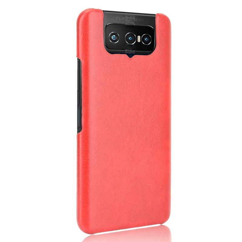 Hoesje Asus Zenfone 7 / 7 Pro Grijs Zwart Lychee Leereffect