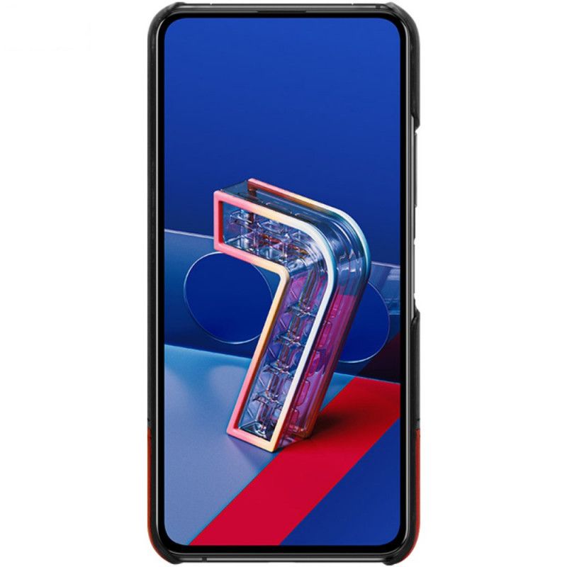 Hoesje Asus Zenfone 7 / 7 Pro Rood Zwart imak Ruiyi Serie Leereffect