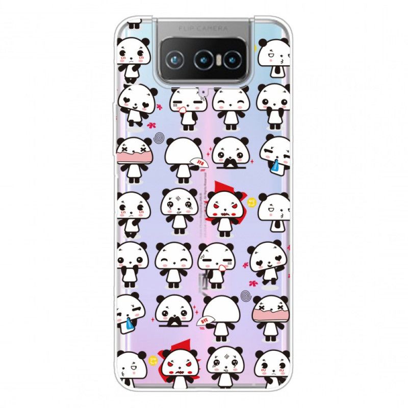 Hoesje Asus Zenfone 7 / 7 Pro Telefoonhoesje Transparante Grappige Panda'S