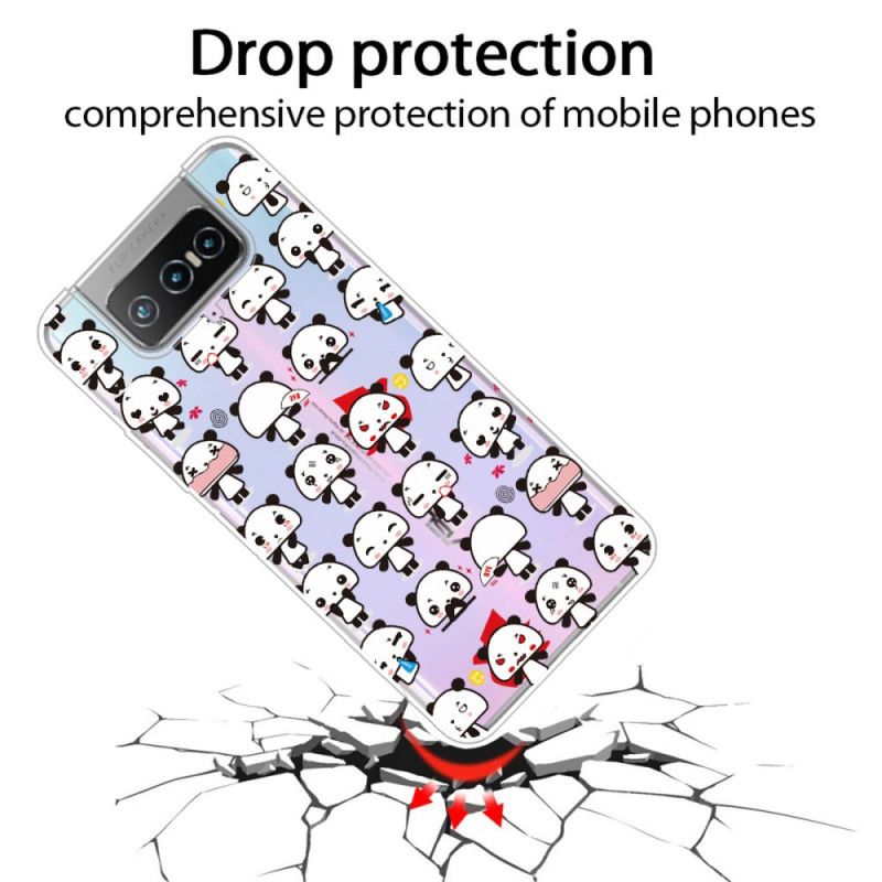 Hoesje Asus Zenfone 7 / 7 Pro Telefoonhoesje Transparante Grappige Panda'S