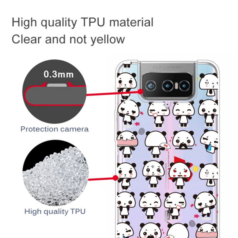 Hoesje Asus Zenfone 7 / 7 Pro Telefoonhoesje Transparante Grappige Panda'S