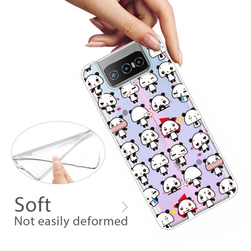 Hoesje Asus Zenfone 7 / 7 Pro Telefoonhoesje Transparante Grappige Panda'S