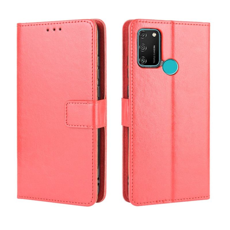 Cover Folio-hoesje Honor 9A Rood Zwart Telefoonhoesje Flitsend Kunstleer