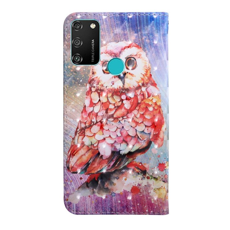 Cover Folio-hoesje Honor 9A Telefoonhoesje Uil De Schilder
